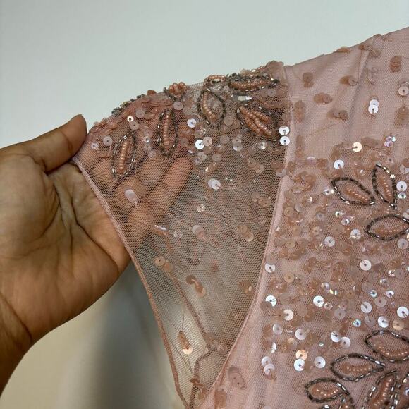 Adrianna Papell  Beaded Sequined Gown Size 16 Wedding Romantic Special Occasions - Picture 5 of 16